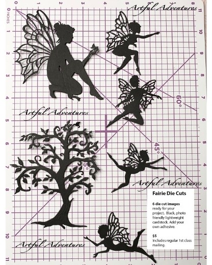fairie silhouette die cuts showing sizing
