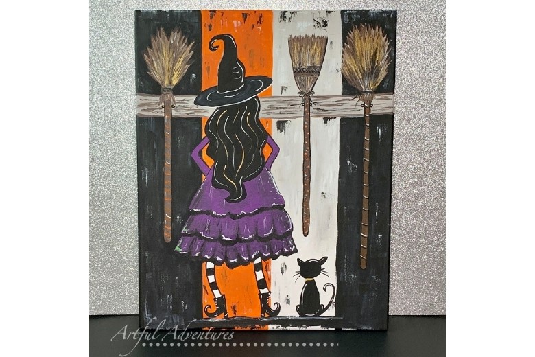 fall witch and cat painting 780x520