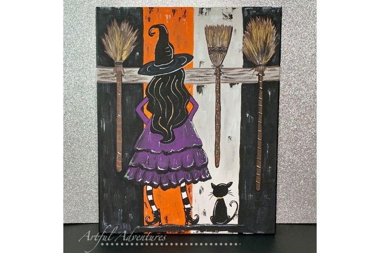 Fall Witch and Cat Painting for fun My Artful Adventures