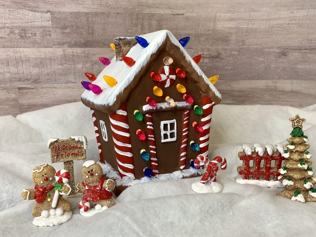 lighted ceramic gingerbread house