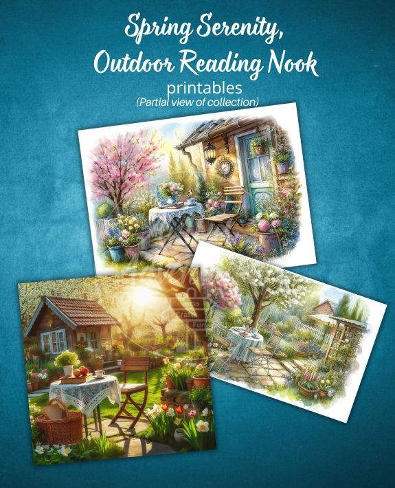 Spring Serenity Outdoor Reading Nook digital printables preview photo.