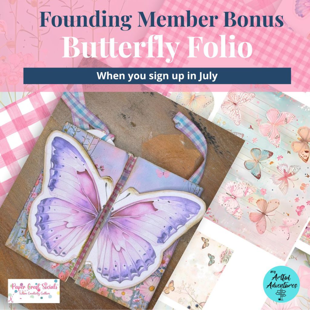 Founding subscribers receive a Bonus kit and video access to this sweet 3D Butterfly Folio