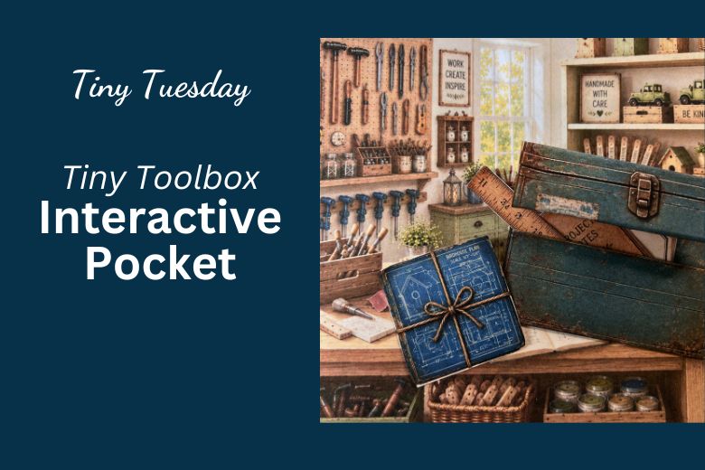 Tiny Toolbox Interactive Pocket thumbnail featuring a vintage-style toolbox filled with miniature blueprints and notes in a workshop setting.